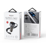 Incarcator auto Yesido Incarcator auto (Y57), cu Lightning Spring Cable, Type-C/USB-A Ports, 50W, Incarcare rapida, negru