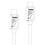 Cablu Yesido de date (CA196), Type-C to Type-C, Incarcare rapida, 480Mbps, PD60W, CarPlay Compatible, Zinc Alloy, 1.2m, negru