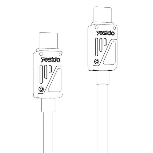 Cablu Yesido de date (CA196), Type-C to Type-C, Incarcare rapida, 480Mbps, PD60W, CarPlay Compatible, Zinc Alloy, 1.2m, negru