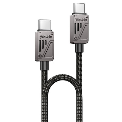 Cablu Yesido de date (CA196), Type-C to Type-C, Incarcare rapida, 480Mbps, PD60W, CarPlay Compatible, Zinc Alloy, 1.2m, negru