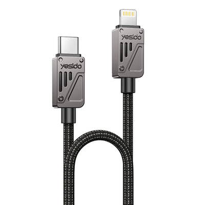 Cablu Yesido de date (CA195), Type-C to Lightning, Incarcare rapida, PD27W, CarPlay Compatible, Zinc Alloy, 1.2m, negru