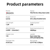 Cablu Yesido de date (CA195), Type-C to Lightning, Incarcare rapida, PD27W, CarPlay Compatible, Zinc Alloy, 1.2m, negru