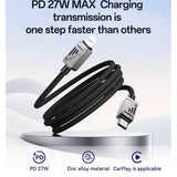 Cablu Yesido de date (CA195), Type-C to Lightning, Incarcare rapida, PD27W, CarPlay Compatible, Zinc Alloy, 1.2m, negru