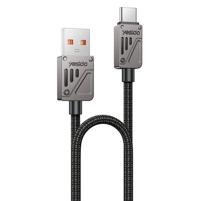 Cablu Yesido de date (CA135C), USB to Type-C, Incarcare rapida, QC18W, 3A, 480Mbps, CarPlay Compatible, Zinc Alloy, 1.2m, negru