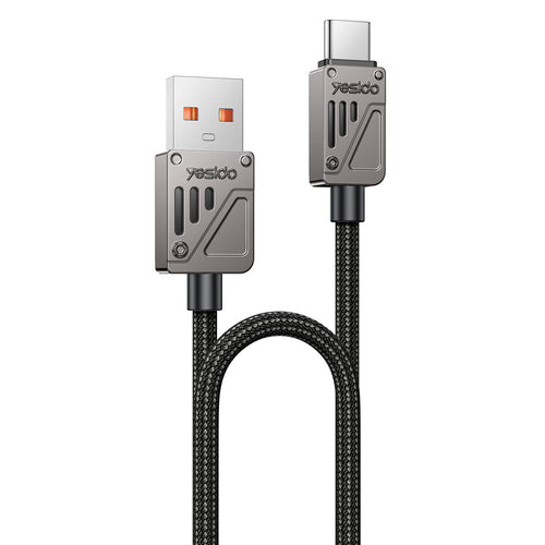 Cablu Yesido de date (CA135C), USB to Type-C, Incarcare rapida, QC18W, 3A, 480Mbps, CarPlay Compatible, Zinc Alloy, 1.2m, negru