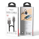 Cablu Yesido de date (CA135C), USB to Type-C, Incarcare rapida, QC18W, 3A, 480Mbps, CarPlay Compatible, Zinc Alloy, 1.2m, negru