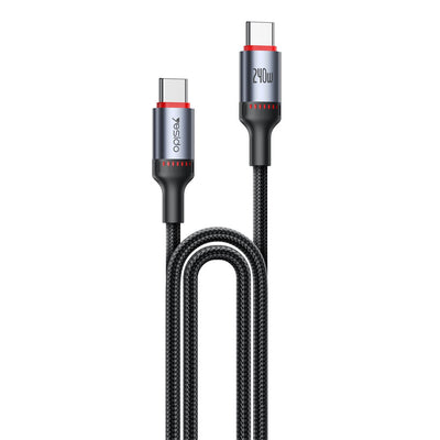 Cablu Yesido de date (CA186), Type-C to Type-C, Incarcare rapida, 480Mbps, 240W, 48V/5A, E-Mark Chip, Nylon Braided, 2m, negru