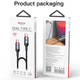 Cablu Yesido de date (CA181), Type-C to Type-C, Incarcare rapida, 60W, 3A, 480Mbps, Aliaj aluminiu, 1.2m, negru
