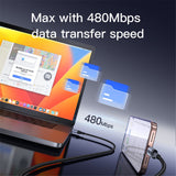 Cablu Yesido de date (CA181), Type-C to Type-C, Incarcare rapida, 60W, 3A, 480Mbps, Aliaj aluminiu, 1.2m, negru