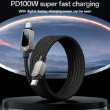 Cablu Yesido de date (CA179), Super Incarcare rapida, cu Afisaj digital, Type-C to Type-C, 100W, 5A, 480Mbps, 1.2m, negru