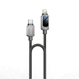 Cablu Yesido de date (CA180), Super Incarcare rapida, cu Afisaj digital, Type-C to Lightning, 27W, 3A, 480Mbps, 1.2m, negru