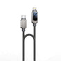 Cablu Yesido de date (CA180), Super Incarcare rapida, cu Afisaj digital, Type-C to Lightning, 27W, 3A, 480Mbps, 1.2m, negru