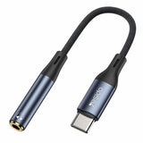 Adaptor Yesido, Audio Cable Yau38 Type-C to Jack 3 5mm Nylon Aluminum Alloy 15cm Koff A3d2de, Negru