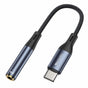 Adaptor Yesido, Audio Cable Yau38 Type-C to Jack 3 5mm Nylon Aluminum Alloy 15cm Koff A3d2de, Negru