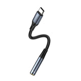Adaptor Yesido, Audio Cable Yau38 Type-C to Jack 3 5mm Nylon Aluminum Alloy 15cm Koff A3d2de, Negru