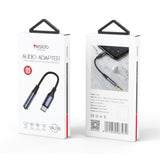Adaptor Yesido, Audio Cable Yau38 Type-C to Jack 3 5mm Nylon Aluminum Alloy 15cm Koff A3d2de, Negru