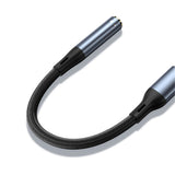Adaptor Yesido, Audio Cable Yau38 Type-C to Jack 3 5mm Nylon Aluminum Alloy 15cm Koff A3d2de, Negru