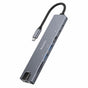 Hub USB Yesido Docking station 8in1 (HB27), Type-C to 2x USB, 2x USB-C, HDMI, RJ45, TF/SD, PD100W, Incarcare rapida, 4K@30Hz, gri