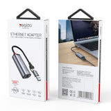 Adaptor Yesido Ethernet Adapter (HB26), USB, Type-C to RJ45, pentru Windows, Macos, Linux, 1000Mbps, Gri