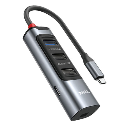 Hub USB Yesido Docking station 5in1 (HB24), Type-C to 3x USB, USB-C, Mini DisplayPort, PD100W, Incarcare rapida, 4K@30Hz, 5Gbps, gri