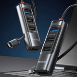 Hub USB Yesido Docking station 5in1 (HB23), Type-C to 3x USB, USB-C, DisplayPort, PD100W, Incarcare rapida, 4K@30Hz, 5Gbps, gri
