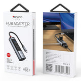 Hub USB Yesido Docking station 5in1 (HB23), Type-C to 3x USB, USB-C, DisplayPort, PD100W, Incarcare rapida, 4K@30Hz, 5Gbps, gri