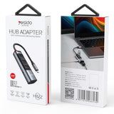 Hub USB Yesido Docking station 5in1 (HB22), Type-C to 3x USB, USB-C, HDMI, PD100W, Incarcare rapida, 4K@30Hz, 5Gbps, gri