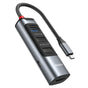 Hub USB Yesido Docking station 5in1 (HB22), Type-C to 3x USB, USB-C, HDMI, PD100W, Incarcare rapida, 4K@30Hz, 5Gbps, gri
