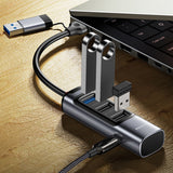 Hub USB Yesido 4in1 (HB19), USB, Type-C to 3x USB, USB-C, Incarcare rapida, Plug & Play, 5Gbps, gri