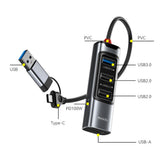Hub USB Yesido 5in1 (HB20), USB, Type-C to 4x USB, USB-C, PD100W, Incarcare rapida, Plug & Play, 5Gbps, gri