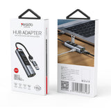 Hub USB Yesido (HB21), USB, Type-C to 3x USB, USB-C, RJ45 1000M, PD100W, Incarcare rapida, Plug & Play, 5Gbps, gri