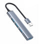 Hub USB Yesido Docking station 4in1 (HB18), USB to 1x USB3.0, 3x USB2.0, Plug&Play, 5Gbps, Aliaj aluminiu, gri