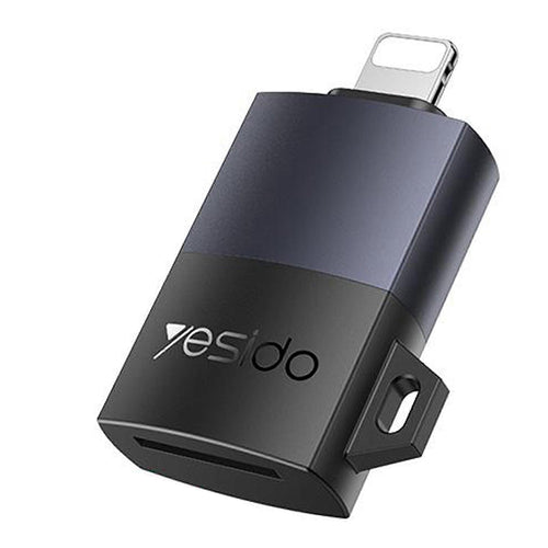 Adaptor Yesido Adapter (GS38), Lightning to TF Card, pentru iPhone, iPad, 480Mbps, 4K, LED Indicator, Gri
