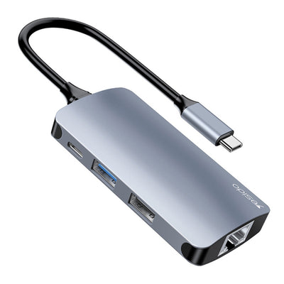 Hub USB Yesido Docking station (HB15), Type-C to 2x USB, USB-C, SD/TF Card, RJ45, 1000Mbps, Plug & Play, gri