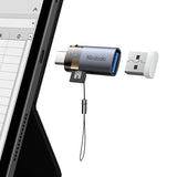 Adaptor Mcdodo OTG Adapter 2in1 (OT-7600), USB to USB-C, Integrat Card Reader, Charging & Data, 5Gbps, Albastru Light