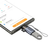 Adaptor Mcdodo OTG Adapter 2in1 (OT-7600), USB to USB-C, Integrat Card Reader, Charging & Data, 5Gbps, Albastru Light