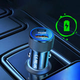 Incarcator auto Techsuit Premium VoltDuo (C2), cu LED Light, USB QC 3.0, Type-C PD30W, ABS, Metal, negru
