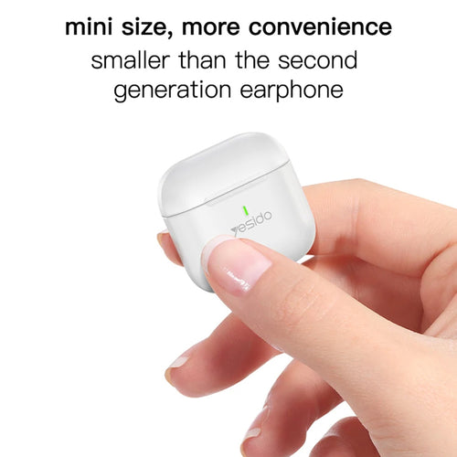 Casti wireless Yesido (TWS17), cu Bluetooth V5.1, Semi-Design in-ear, 200mAh, Type-C, alb