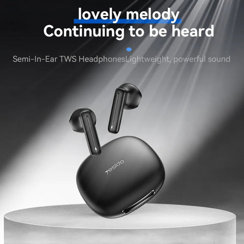 Casti wireless Yesido (TWS25), cu Microfon, Bluetooth V5.3, Control tactil, Semi-Design in-ear, 250mAh, negru