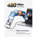 Cablu UGREEN de date US334 (70643), USB-C to USB-C 90 Degree Cable, Incarcare rapida 5A, 100W, 1m, Nylon, gri