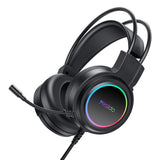 Casti gaming Yesido Wired Headphones (EK05), pentru Gaming, USB, cu Microphone, RGB LED Lights, negru