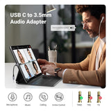 Adaptor UGREEN, Audio Cable Av161 80154 Type-C to Jack 3 5mm Aluminum Shell Analog Digital 24bit 96khz 10cm Koff