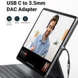 Adaptor UGREEN, Audio Cable Av161 80154 Type-C to Jack 3 5mm Aluminum Shell Analog Digital 24bit 96khz 10cm Koff