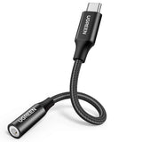 Adaptor UGREEN, Audio Cable Av142 70858 Type-C to Jack 3 5mm 10cm Koff A3d2de, Negru