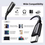 Adaptor UGREEN, Audio Cable Av161 50631 Type-C to Jack 3 5mm Aluminum Shell Analog Digital 24bit 96khz 10cm Koff