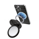Suport de birou Mcdodo 2in1 Pliabil Magnetic Phone Stand (MR-7912), cu Integrat Makeup Mirror, Piele, negru