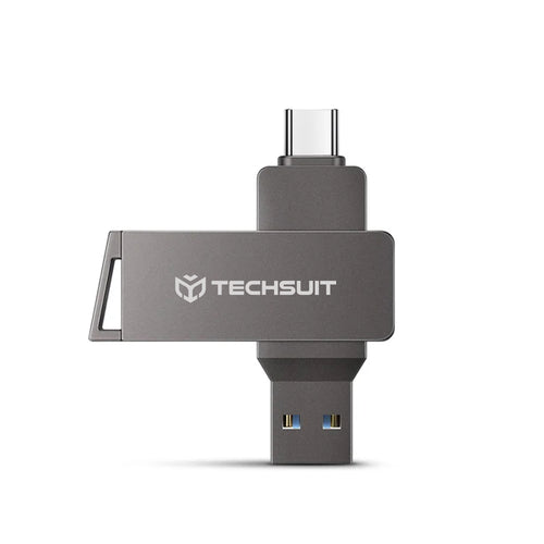 Techsuit Memory Stick THSM20 (THSM202256), Dual-Interface USB 3.0, Type-C, 256GB, High Speed FlashDrive, Gri