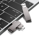 Techsuit Memory Stick THSM19 (THSM19932), Dual-Interface USB 3.0, Type-C 32GB, High Speed FlashDrive, Gri