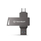 Techsuit Memory Stick THSM19 (THSM19932), Dual-Interface USB 3.0, Type-C 32GB, High Speed FlashDrive, Gri