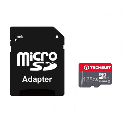Techsuit Memory Card THCM26 (THCM269128), cu Adaptor, MicroSDHC, Class 10, 128GB, Rosu